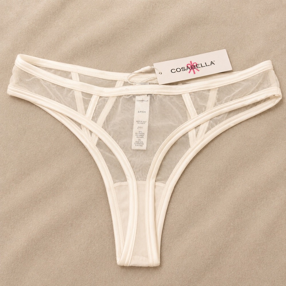 COSABELLA Thong White Sheer Mesh Strappy Panty - S/M / NWT - Picture 3 of 7